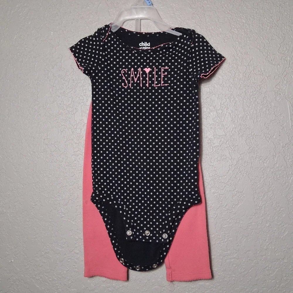 Carter’s | "Smile" | Polka Dot | Onsie & Pink Pants | Girl 6-12M - Picture 7 of 7